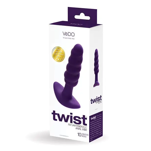 Savvy Co. Powered Plug Purple Vedo Twist Rechargeable Anal Plug at the Haus of Shag