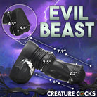 Creature Cocks Venom silicone dildo: black, anatomically-shaped with labeled dimensions