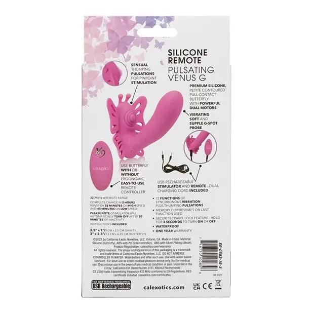 CalExotics Stimulators Venus Butterfly Silicone Remote Pulsating Venus G - Pink at the Haus of Shag