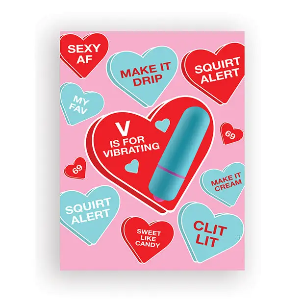 Vibe Hearts Naughty Greeting Card W/rock Candy Vibrator & Fresh Vibes Towelettes - Party Supplies