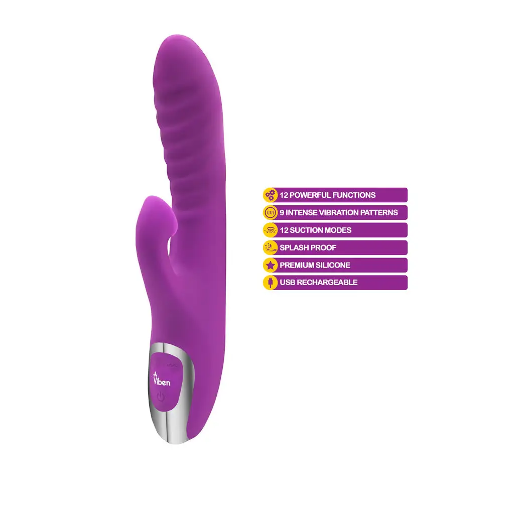 Viben Frenzy Rabbit Vibe W/ Clit Suction Berry - Rabbit