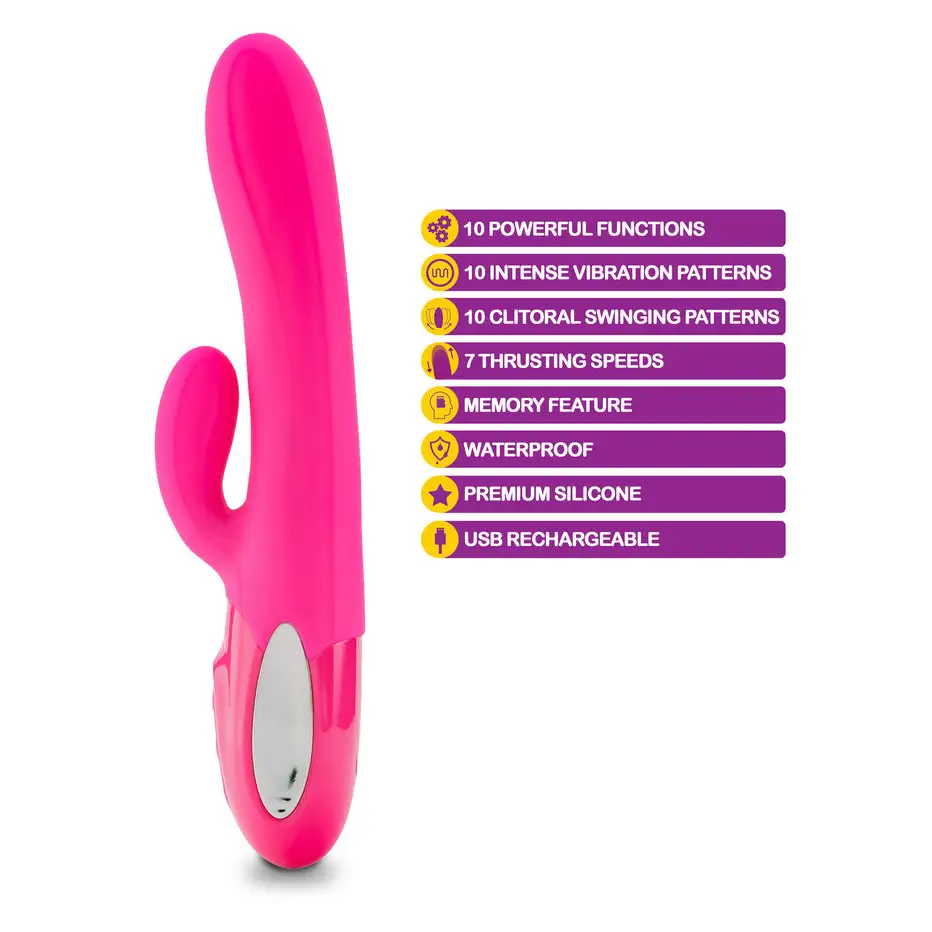 Viben Hypnotic Thrusting Rabbit W/ Clit Stim - Hot Pink - Rabbit