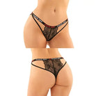 Vibes Buddy Fuck Off caged lace panty & micro thong black with explicit waistband print