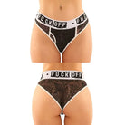 Vibes Buddy Fuck Off Lace Thong Black: Provocative Women’s Underwear with Bold Waistband Text