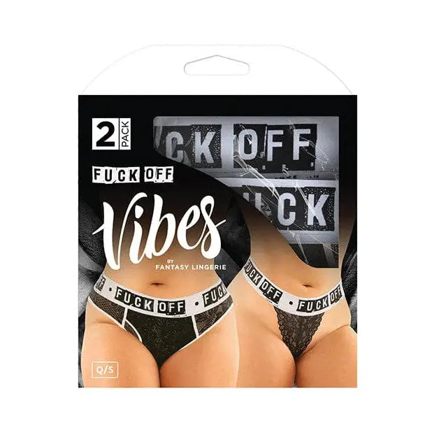 Vibes Buddy Fuck Off Lace Boy Brief & Thong Black Qn - Provocative Women’s Underwear Package