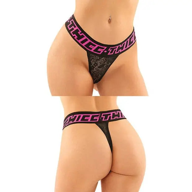 Vibes Buddy Pack: Black Lace Thong with Pink Waistband from the Thicc Athletic Collection