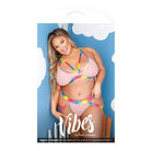 Vibes ’Make It Rain’ caged bralette set with pink lingerie and rainbow straps