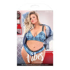 Fantasy Lingerie Lingerie Set One Size Fits Most (Queen) / Plaid Vibes 'No Fuck Given' Bralette & Cheeky Panty at the Haus of Shag