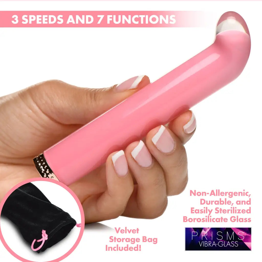 Vibra-Glass 10x Mini G-Spot Vibrator - Pink - Plain Vibrator