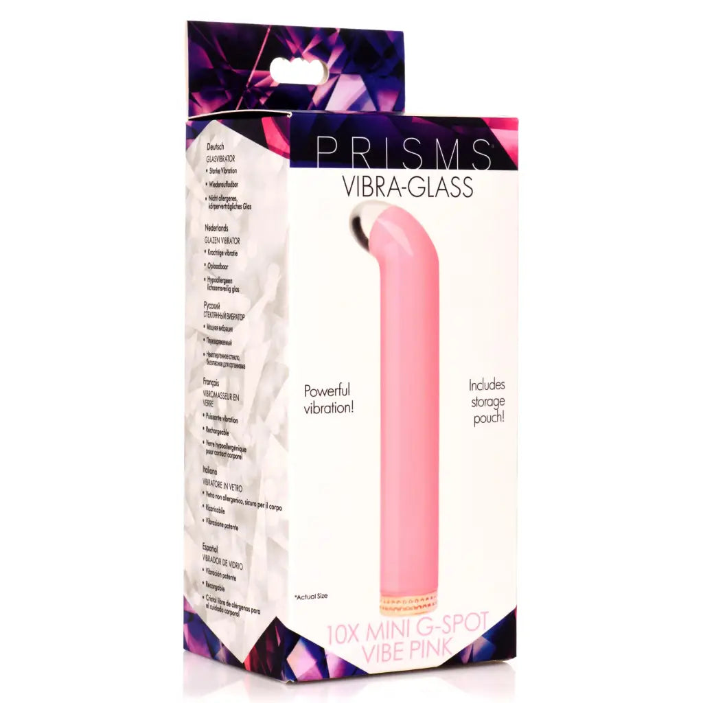 Vibra-Glass 10x Mini G-Spot Vibrator - Pink - Plain Vibrator