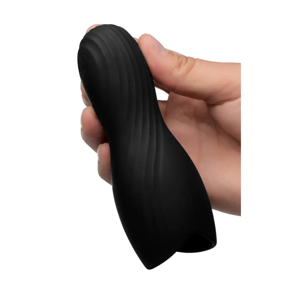 Trinity Vibes Vibrator Black Vibrating Rechargeable Penis Pleaser at the Haus of Shag