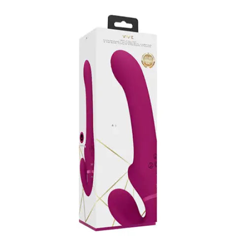 VIVE AI Rechargeable Dual Vibrating & Air Wave Tickler Silicone Strapless Strapon Pink - Strapless Strap