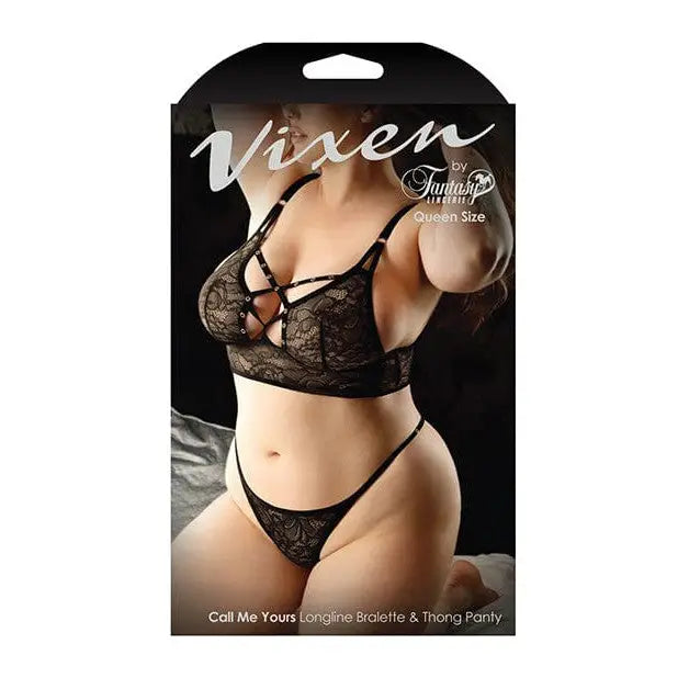 Vixen ’Call Me Yours’ Lace Bralette & Panty: Black Lace Bralette & Thong Packaging