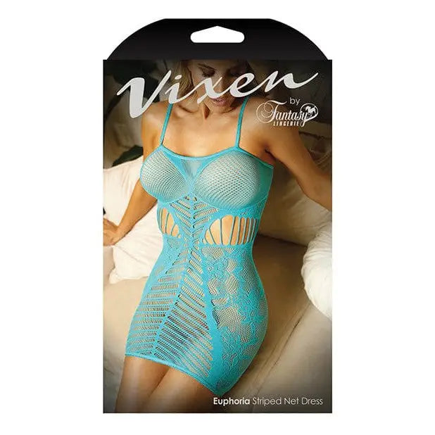 Fantasy Lingerie Dress Vixen Stripe Pattern Net Dress Blue at the Haus of Shag