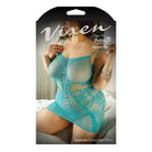 Fantasy Lingerie Dress Vixen Stripe Pattern Net Dress Blue Qn at the Haus of Shag