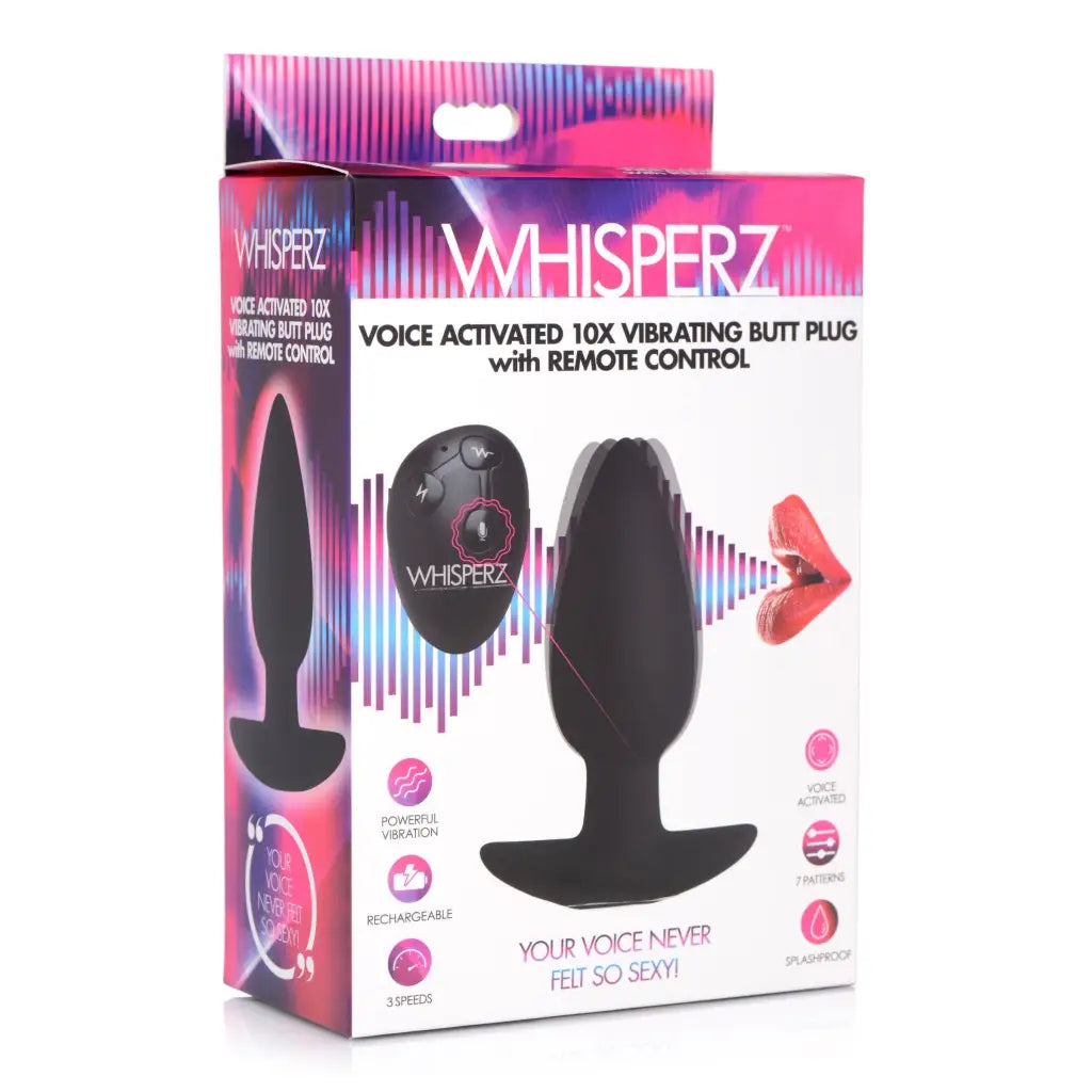 Whisperz Vibrator Voice Activated 10x Vibrating Butt Plug With Remote Control at the Haus of Shag