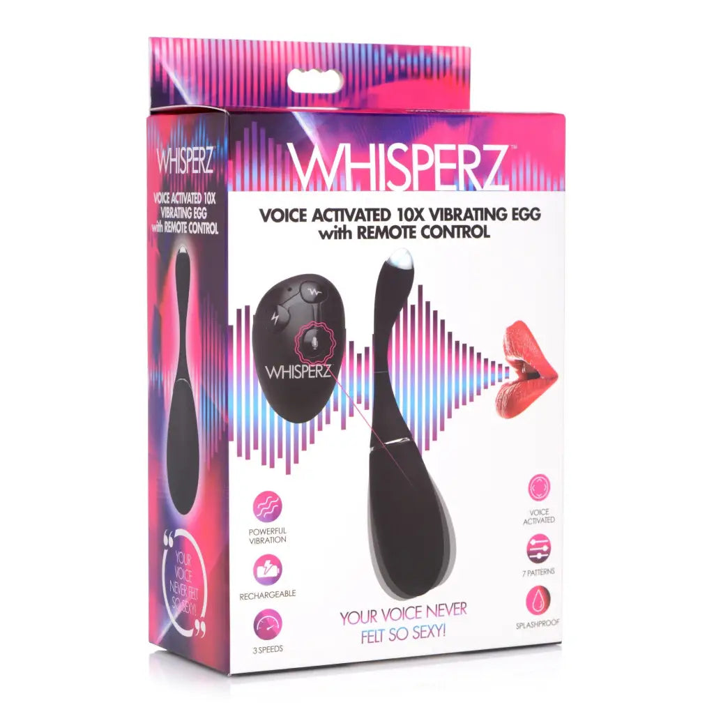 Voice activated vibrating egg with remote control in pink and purple packaging