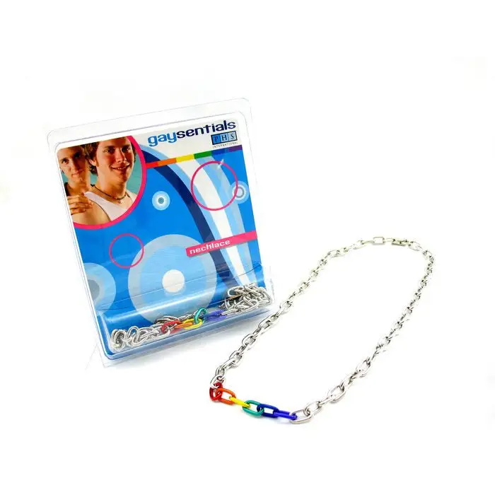 (wd) Rainbow & Silver Links Necklace 20 ’ - Party Games Gifts & Supplies