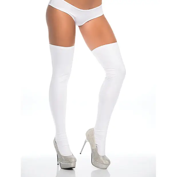 Wet Look Thigh Highs - White / One Size - Thigh-High Stockings