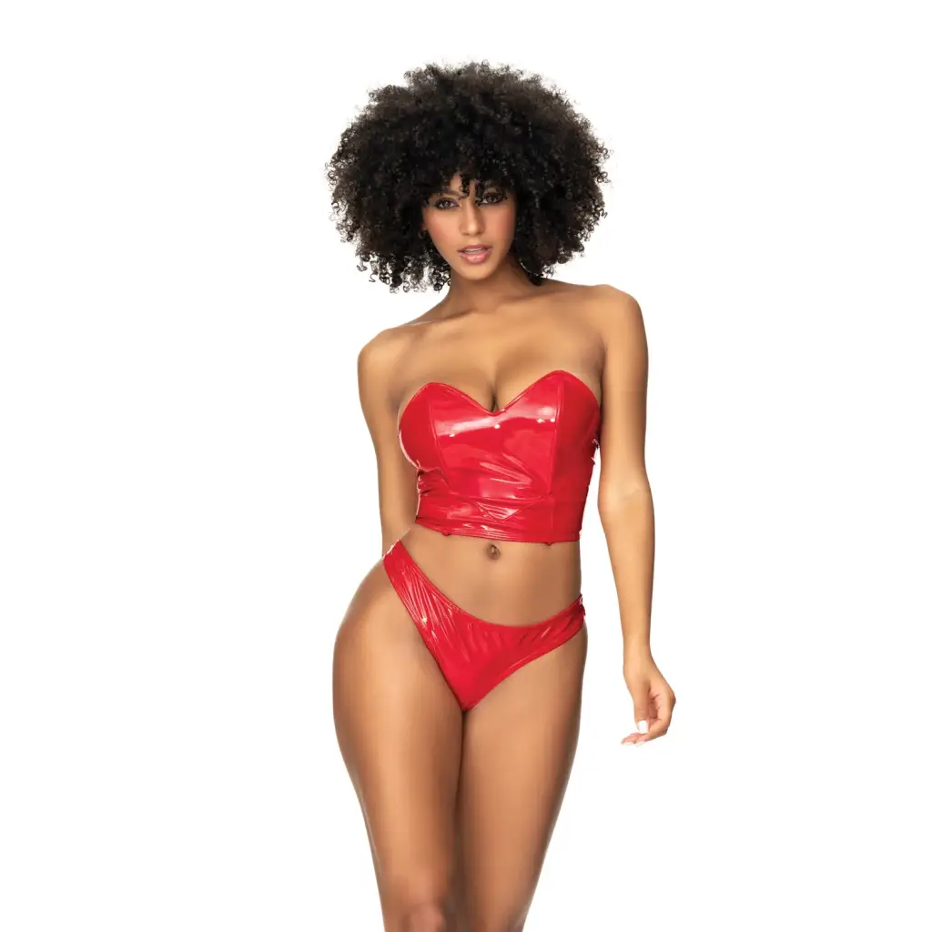 Wet Look Two In One Babydoll Red - Babydoll