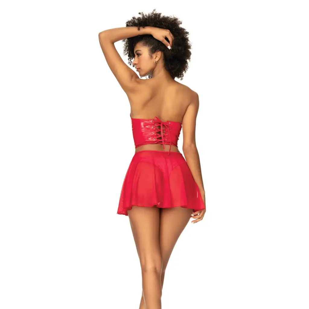 Wet Look Two In One Babydoll Red - Babydoll