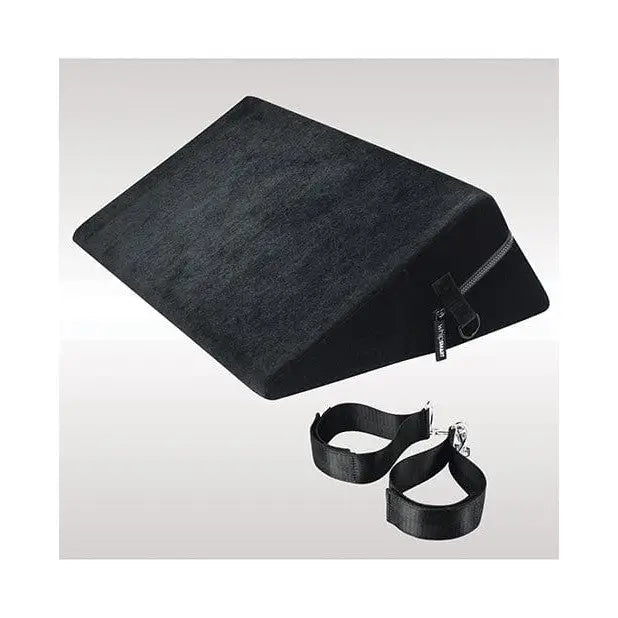 Whip Smart Mini Try-Angle Cushion: black wedge-shaped cushion with zipper and straps