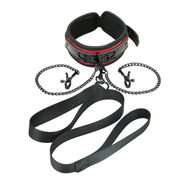 Whipsmart Heartbreaker Collar & Leash Set - Black/red - Collar