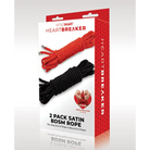 Whipsmart Heartbreaker Satin Bdsm Rope - Black/red Set Of 2 - Whip