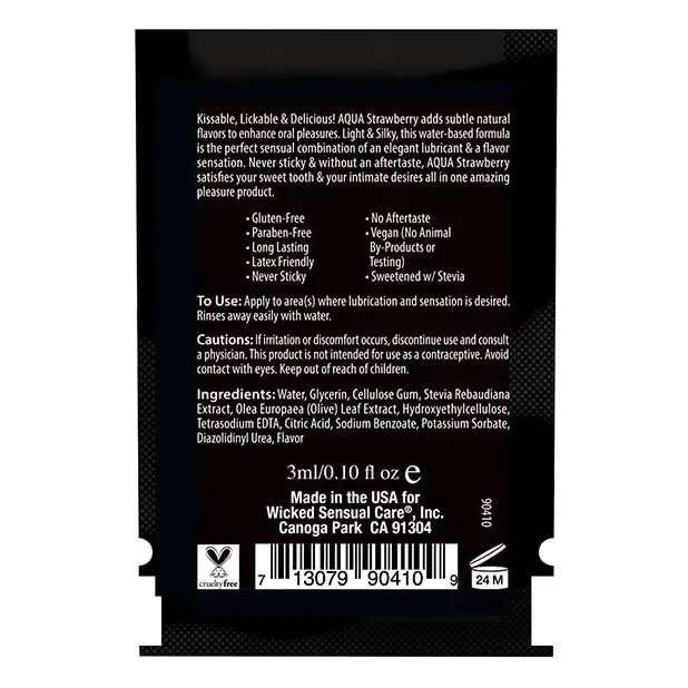 Close-up of Wicked Sensual Care Water Based Lubricant pack with black and white condoms