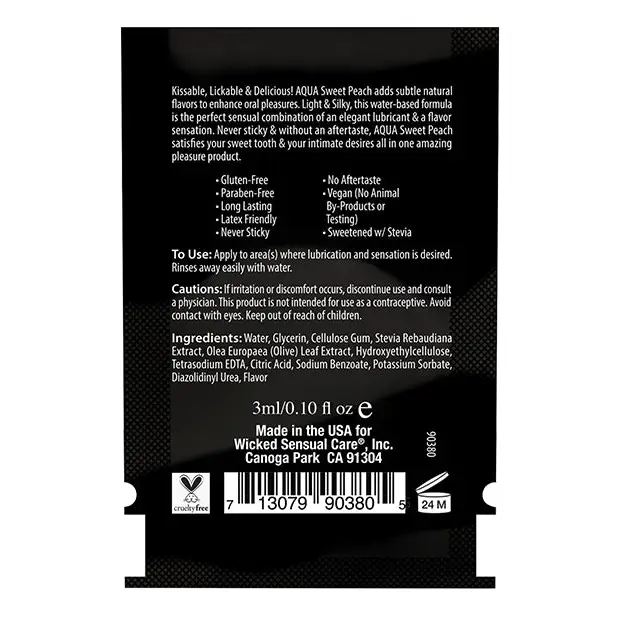 Product label of Wicked Sensual Care Water Based Lubricant - Wicked Aqua Vanilla