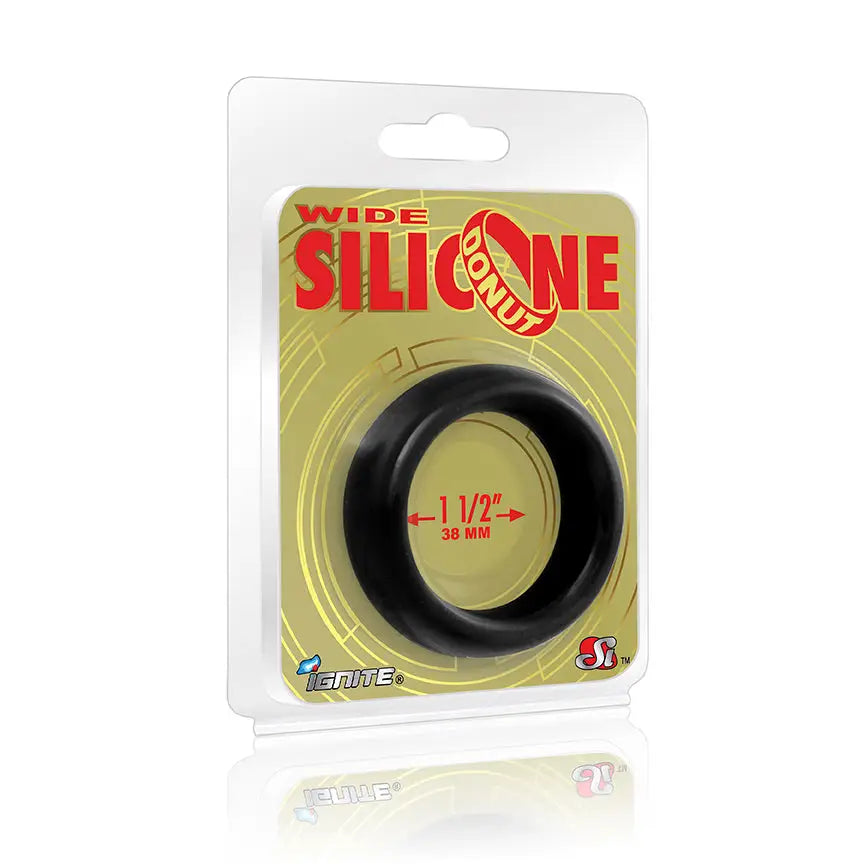 Wide Silicone Donut Black 1.5in - Cock Ring