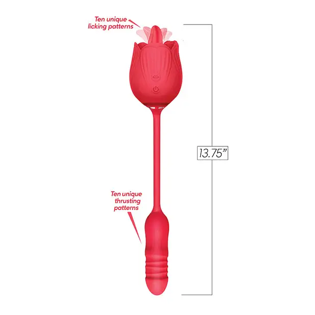 Wild Rose Licking & Thrusting Vibrator - Red - Stimulators