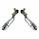 Pair of chrome front axles for BMW E-Type displayed with Wireless Vibrating Nipple Clamps