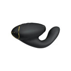 Black curved Womanizer Duo 2 massager with gold accents for blended orgasms and pleasure air