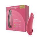 Womanizer Premium 2 in box showcasing pleasure air technology and adjustable intensity levels