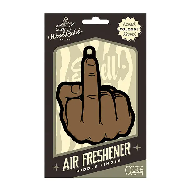 Wood Rocket Air Freshener Middle Finger Brown - Party Supplies