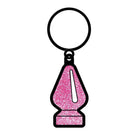 Pink glittery chess bishop keychain from Wood Rocket Butt Plug Keychain collection