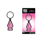 Pink glittery Wood Rocket Butt Plug Keychain shaped like a butt plug, perfect for gifting