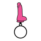 Wood Rocket Dildo Keychain - Pink: A pink phallic-shaped object attached to a ring