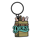 Wood Rocket Eat A Bag Of Dicks Keychain in Tan - Unique and Humorous Accessory