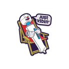 Wood Rocket vibrator character ’Just Vibin’ pin relaxing, fun beach vibe fuck buddies accessory