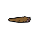 Cartoon-style Wood Rocket herb blunt pin featuring a lit marijuana joint