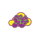 Colorful Wood Rocket Herb High AF Pin with stylized text on a cloud-shaped background