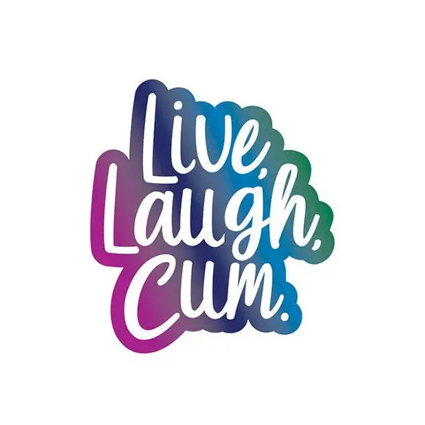 Colorful text graphic saying ’Live Laugh Cum’ on Wood Rocket Live Laugh Cum Large Pin