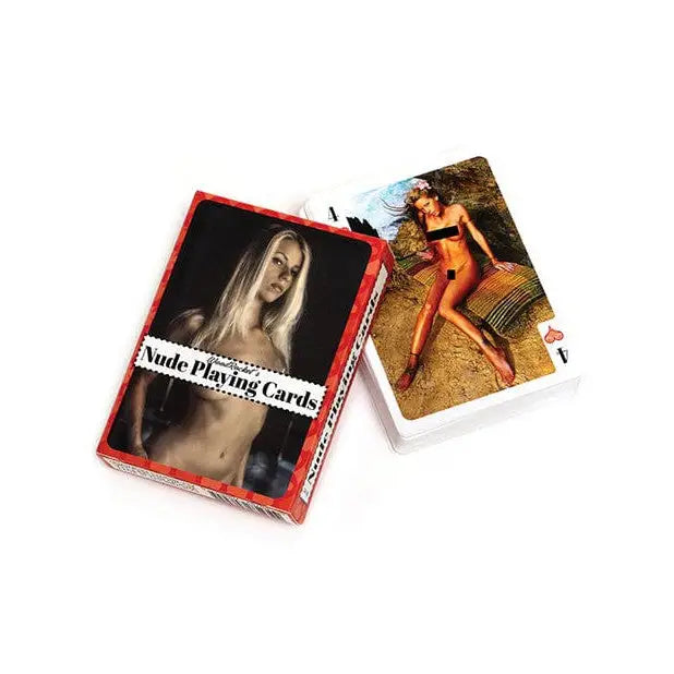 Wood Rocket Nude Playing Cards with provocative images on the box and cards