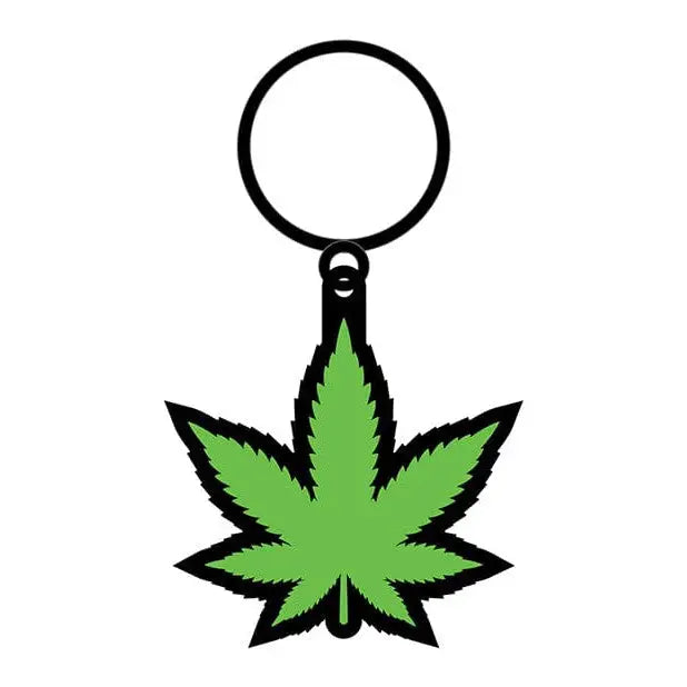 Wood Rocket Pot Leaf Keychain – Green Marijuana Leaf Pendant on Keychain for Cannabis Fans