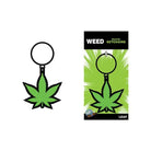 Wood Rocket Pot Leaf Keychain featuring a green marijuana leaf design