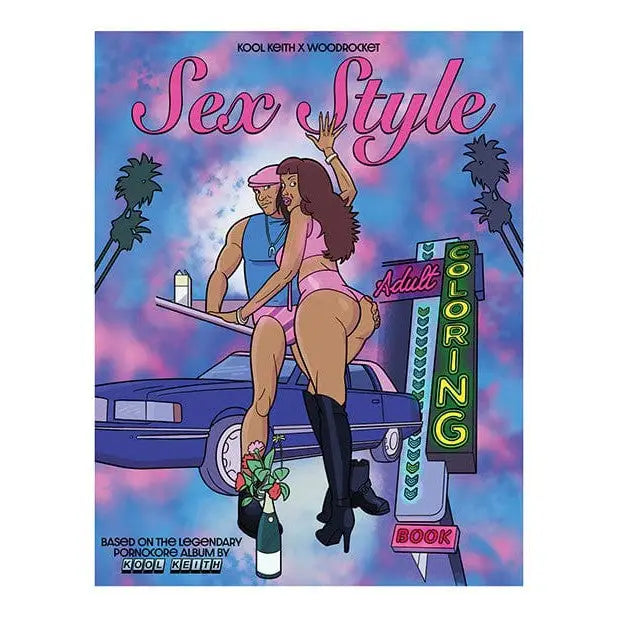 Adult Coloring Book ’Sex Style’ Provocative Album Cover Art with Couple, Car, and Neon Sign