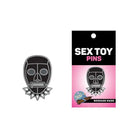 Wood Rocket Sex Toy Bondage Mask Pin featuring a skull design on a stylish enamel pin