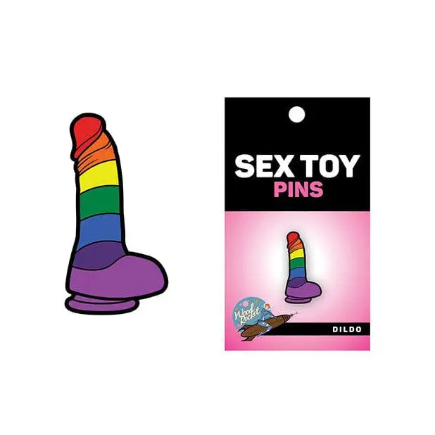 Wood Rocket Sex Toy Gay Pride Dildo Pin - Rainbow-colored dildo pin for LGBTQ+ pride